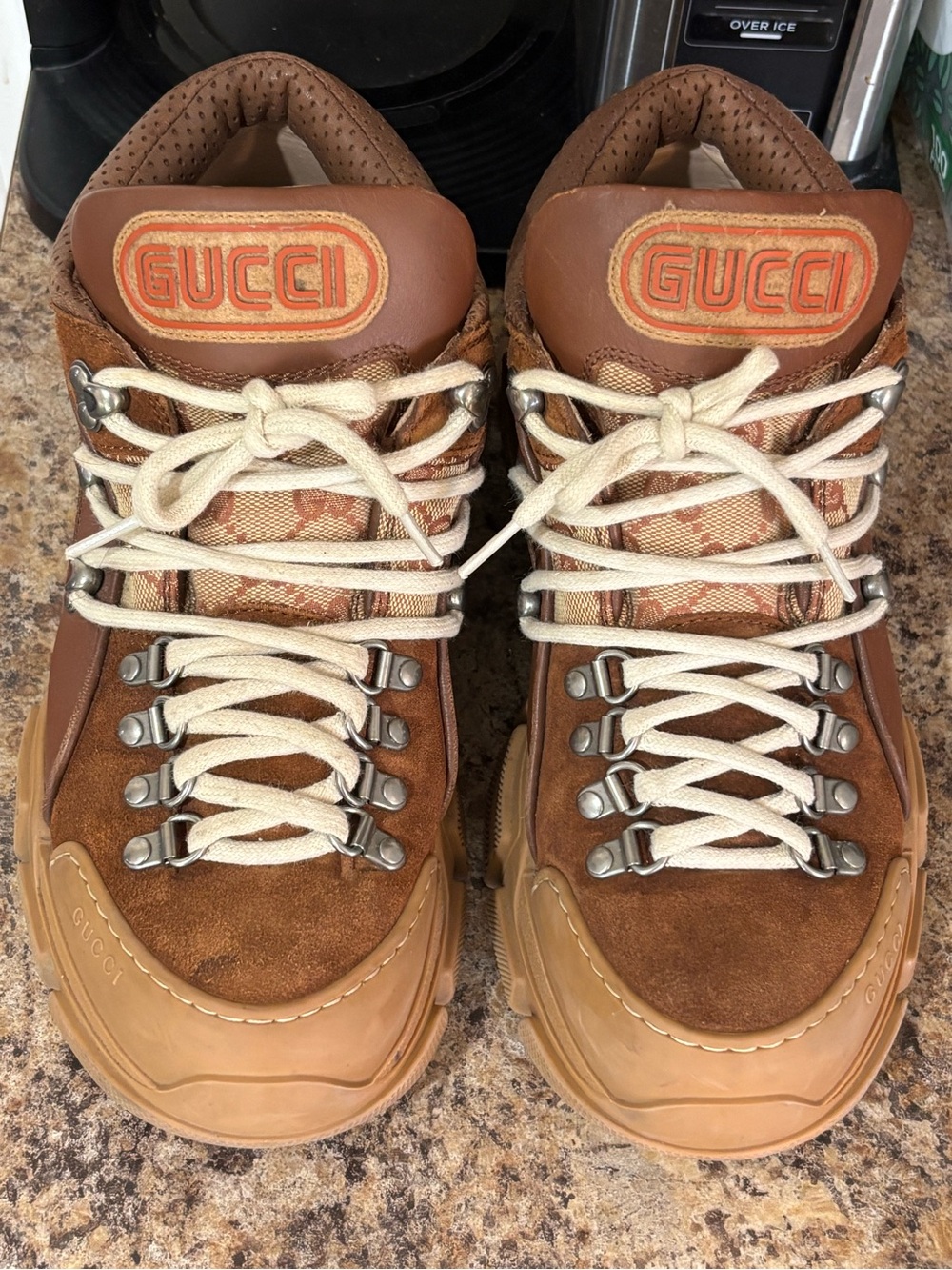 GUCCI “BRICK RED” FLASHTREK SNEAKERS SIZE 7.5 MENS MADE IN ITALY 100% AUTHENTIC - Picture 4 of 16